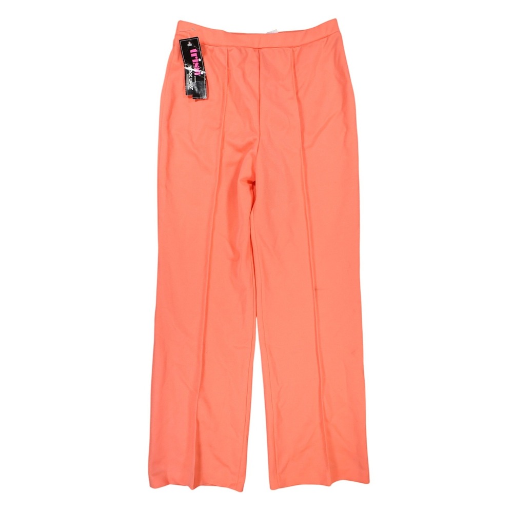 Trissi Pants Women 12 Coral New Vintage Magic Waist Double Knit 1972